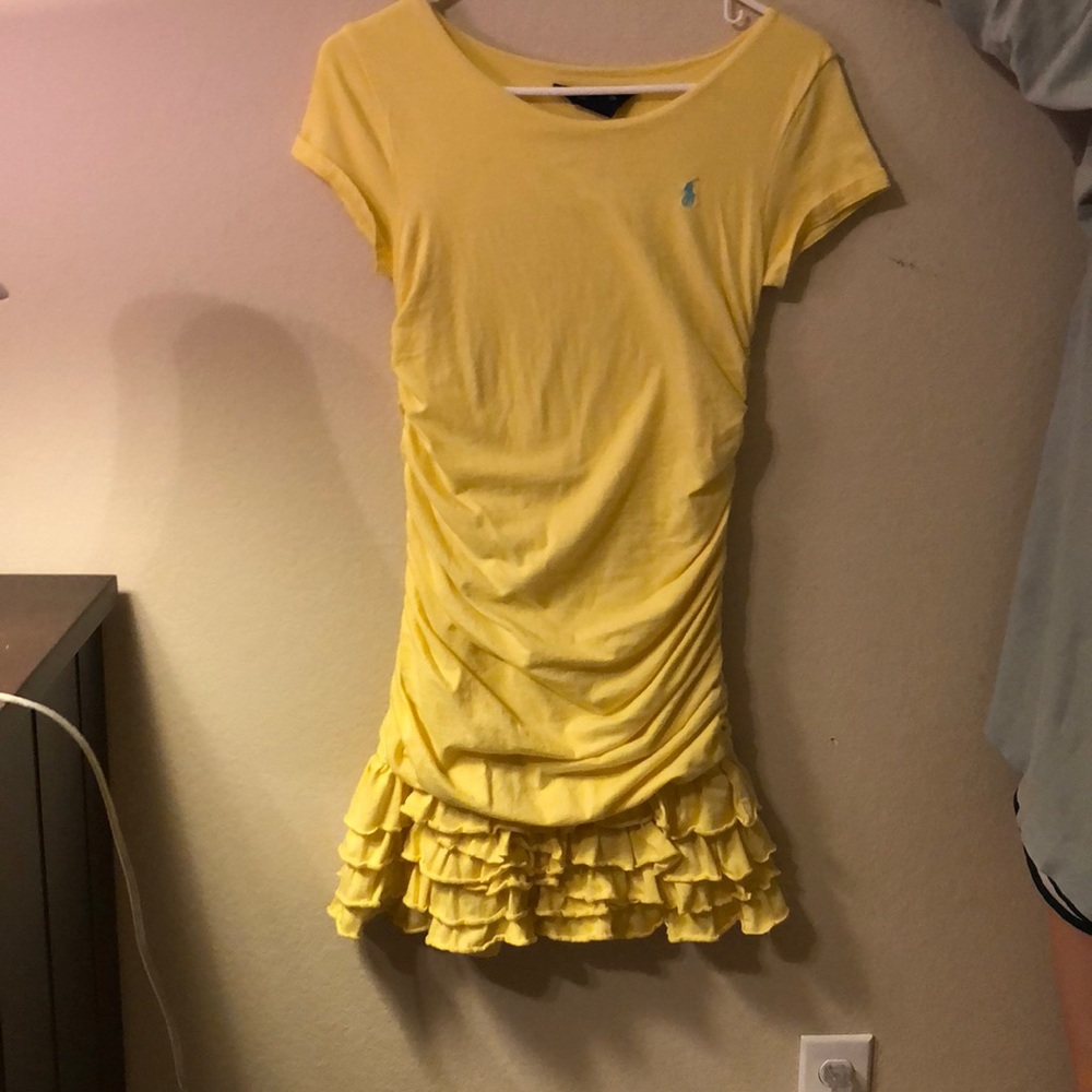 Kids yellow polo dress with blue horse